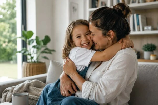happy child with parent after parenting plans Shropshire